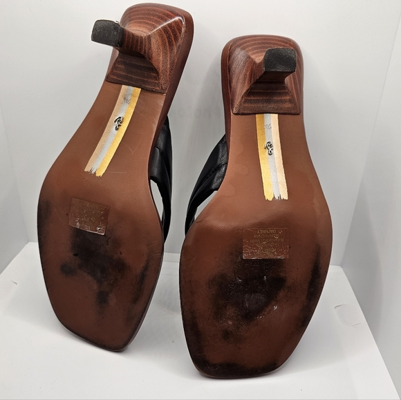 Sam Edelman Daphney Slip On Kitten Heel Thong Sandals Black 7.5 M Leather Upper - Picture 4 of 7